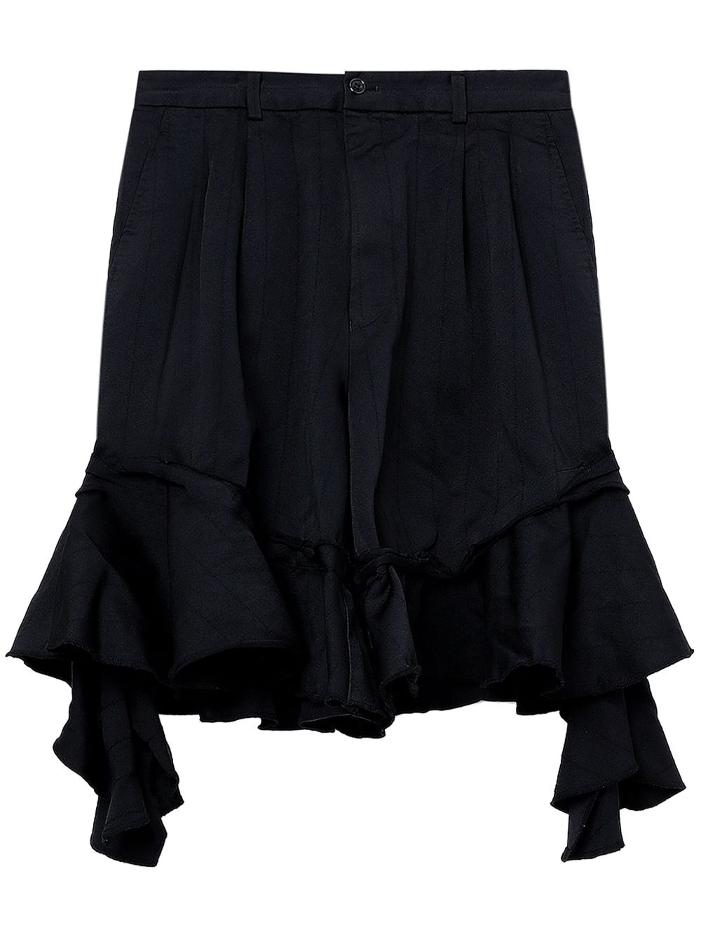 Comme Des Garçons Comme Des Garçons 褶饰荷叶边短裤 - 黑色