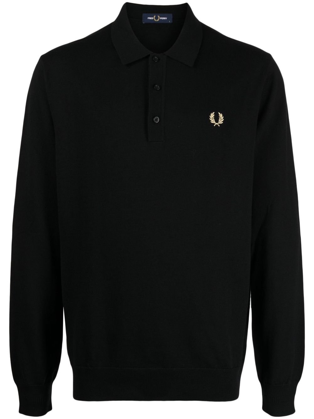 Fred Perry logo刺绣羊毛混纺毛衣 - 黑色