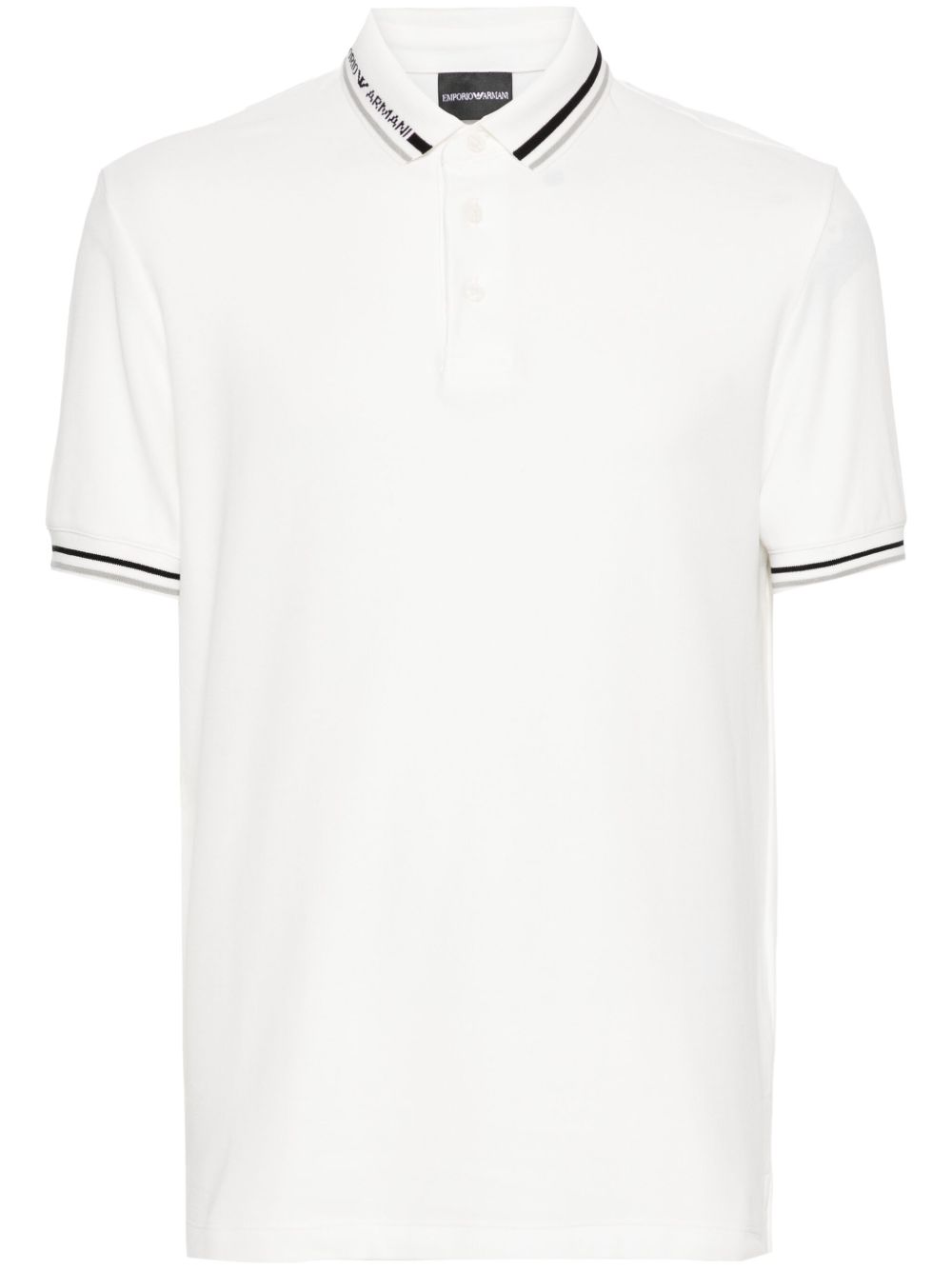 Emporio Armani logo提花棉polo衫 - 白色
