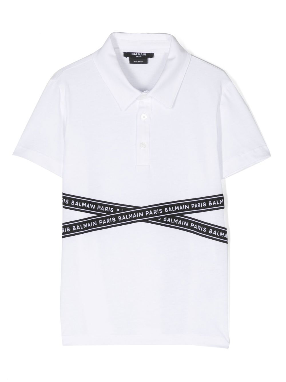 Balmain Kids logo印花polo衫 - 白色