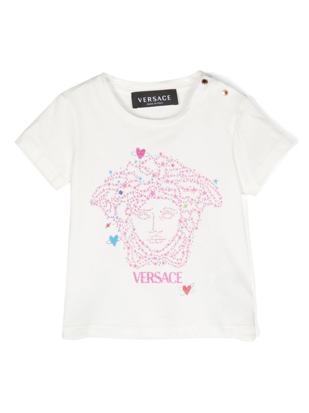 Versace Kids 美杜莎印花棉T恤 - 白色