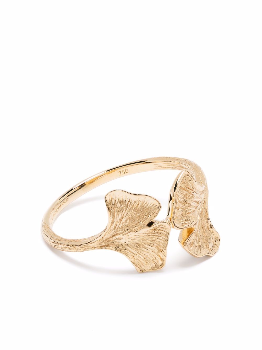 Aurelie Bidermann Ginkgo 18K黄金钻石戒指 - 金色