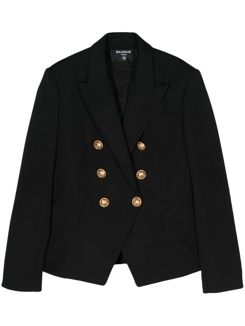 Balmain 6-Button 双排扣羊毛西装夹克 - 黑色