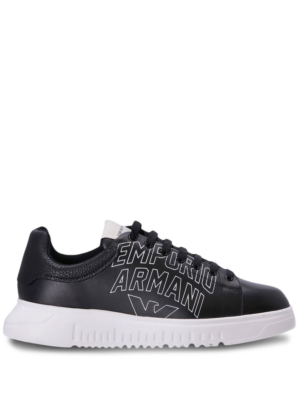 Emporio Armani logo印花低帮运动鞋 - 黑色