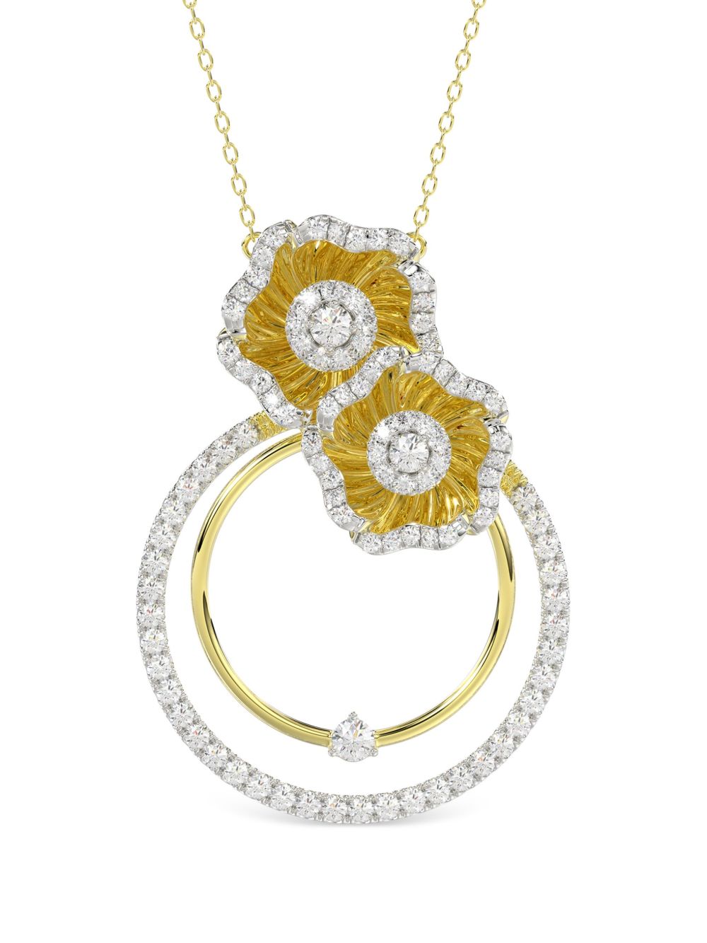 Marchesa 18K黄金花卉钻石项链 - 金色