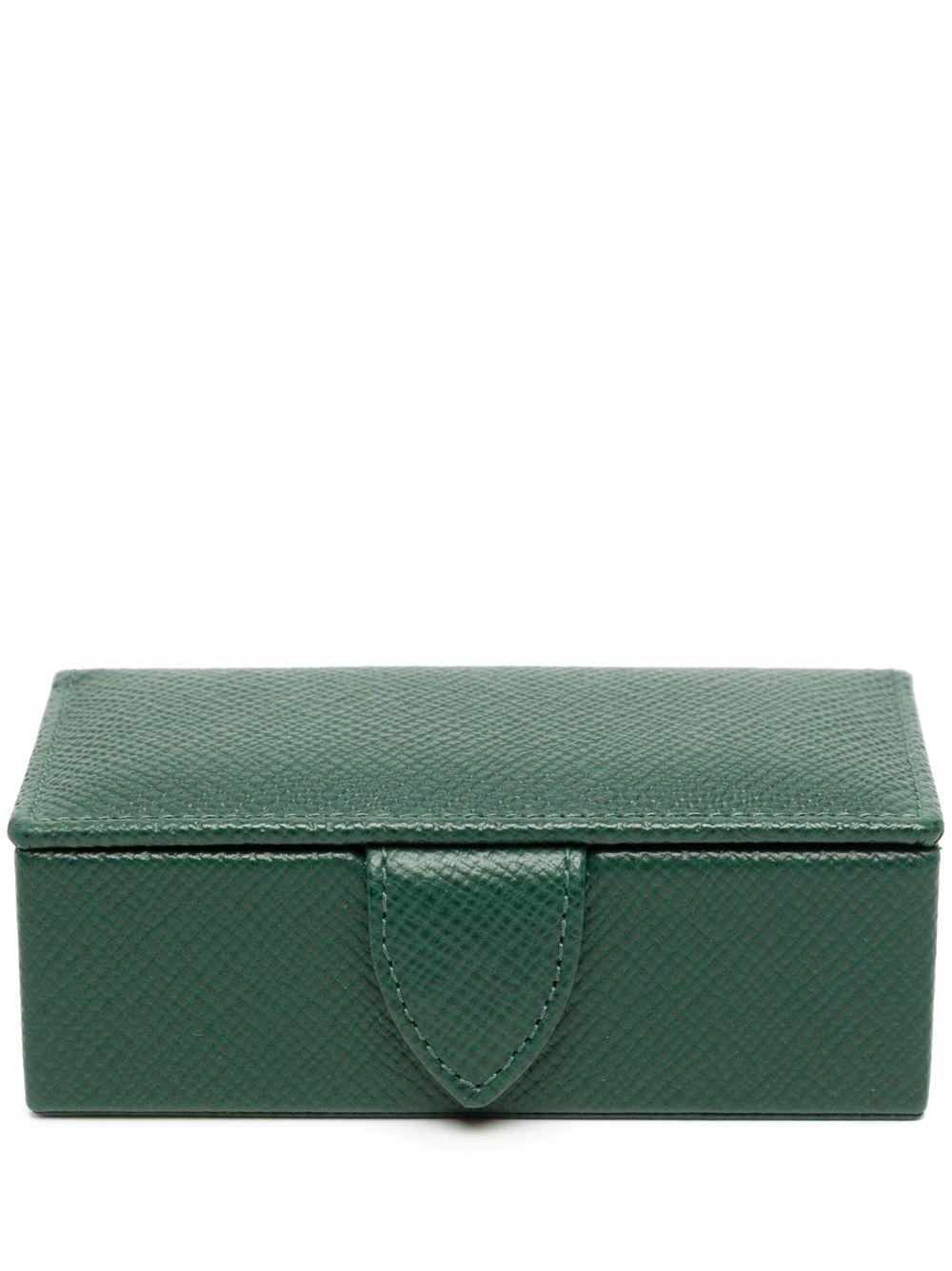 Smythson Panama 迷你皮质袖扣盒 - 绿色