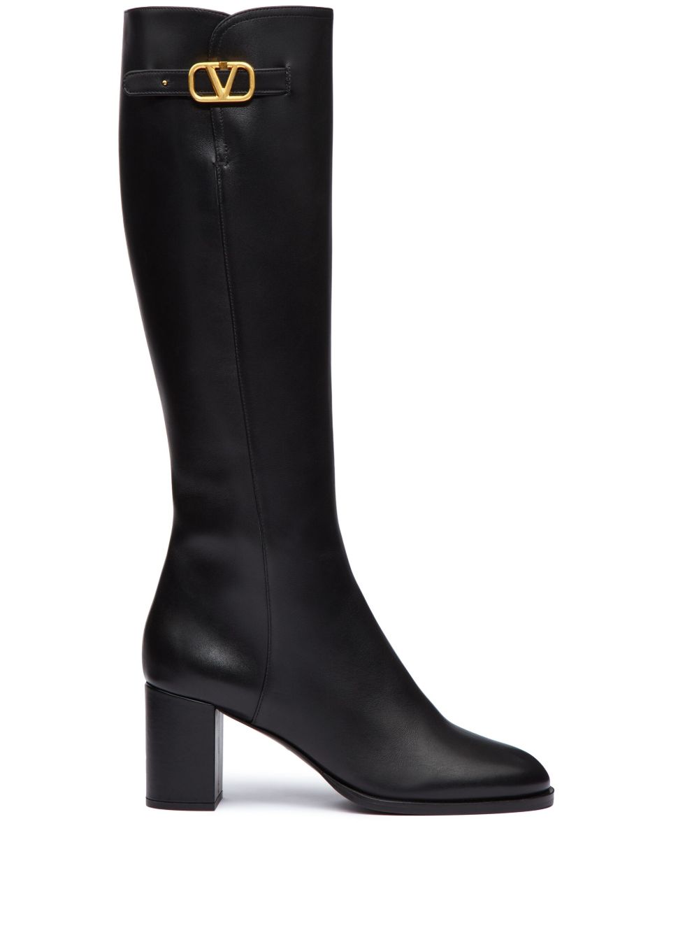 Valentino Garavani VLogo Signature 中跟及膝靴 - 黑色