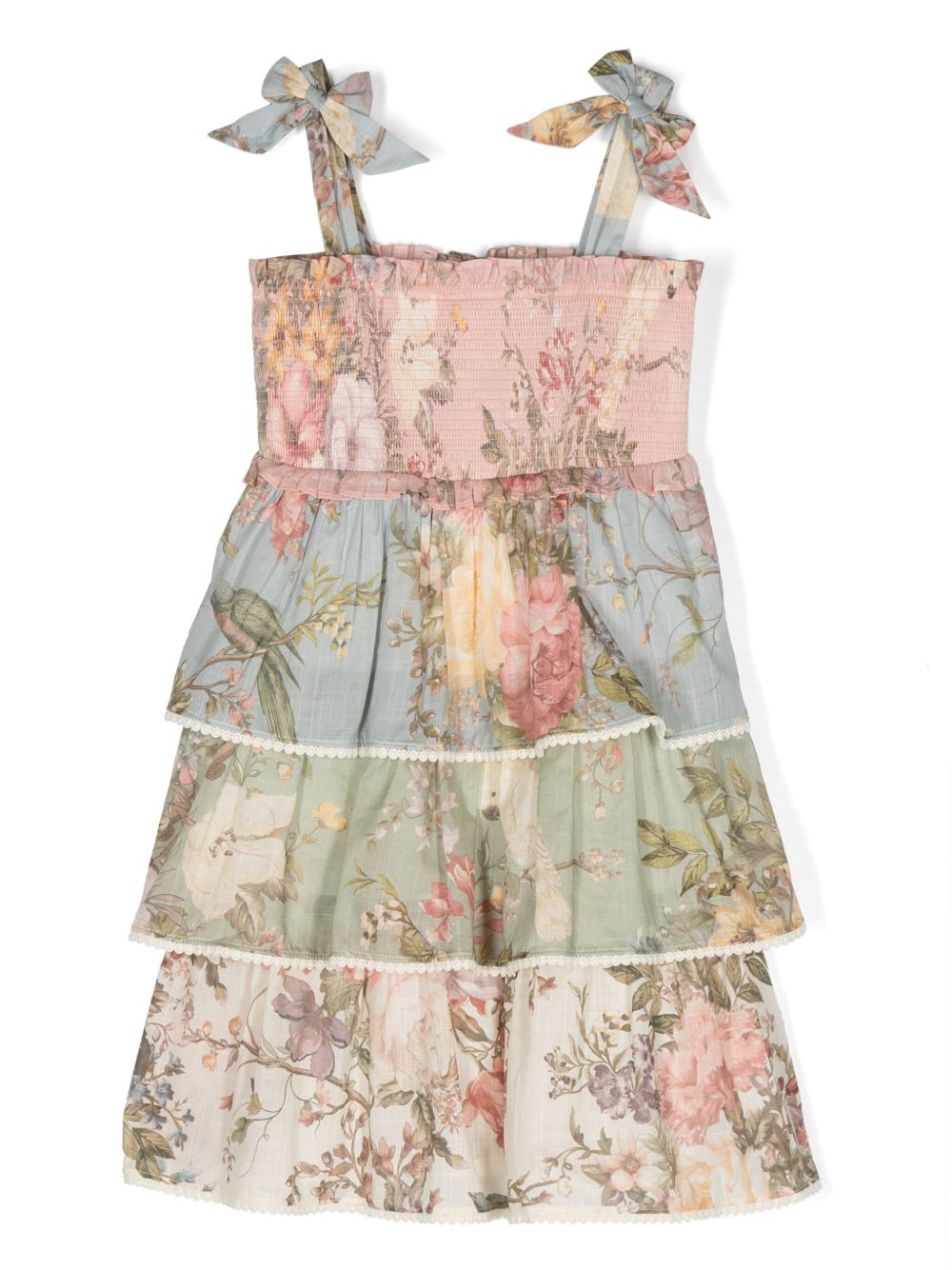 ZIMMERMANN Kids 花卉棉分层式连衣裙 - 粉色