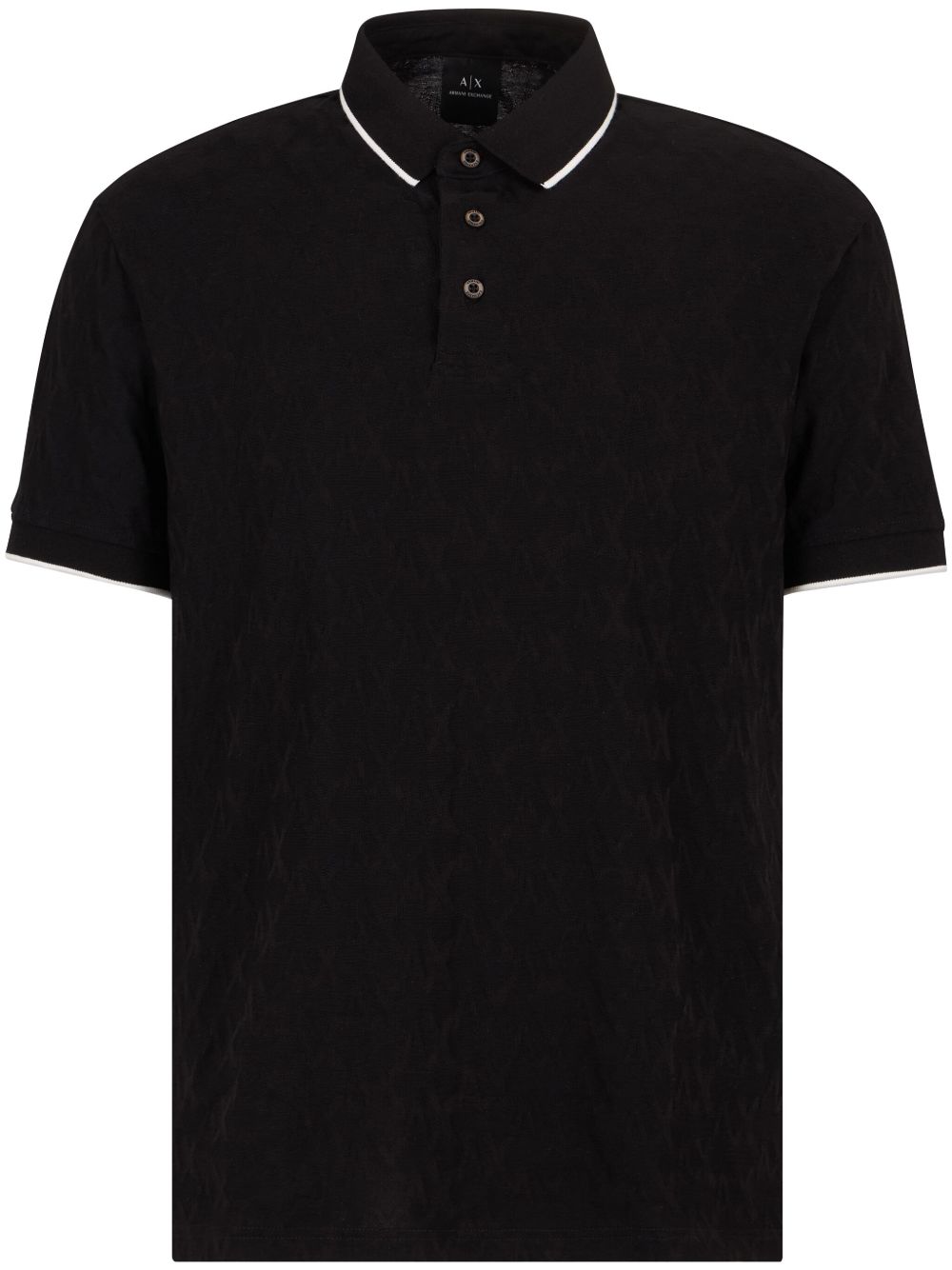 Armani Exchange 经典logo提花polo衫 - 黑色