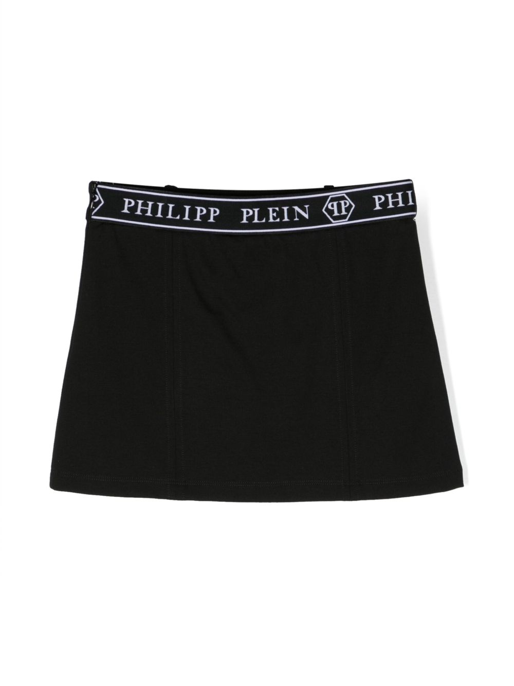 Philipp Plein Junior logo腰身迷你半身裙 - 黑色