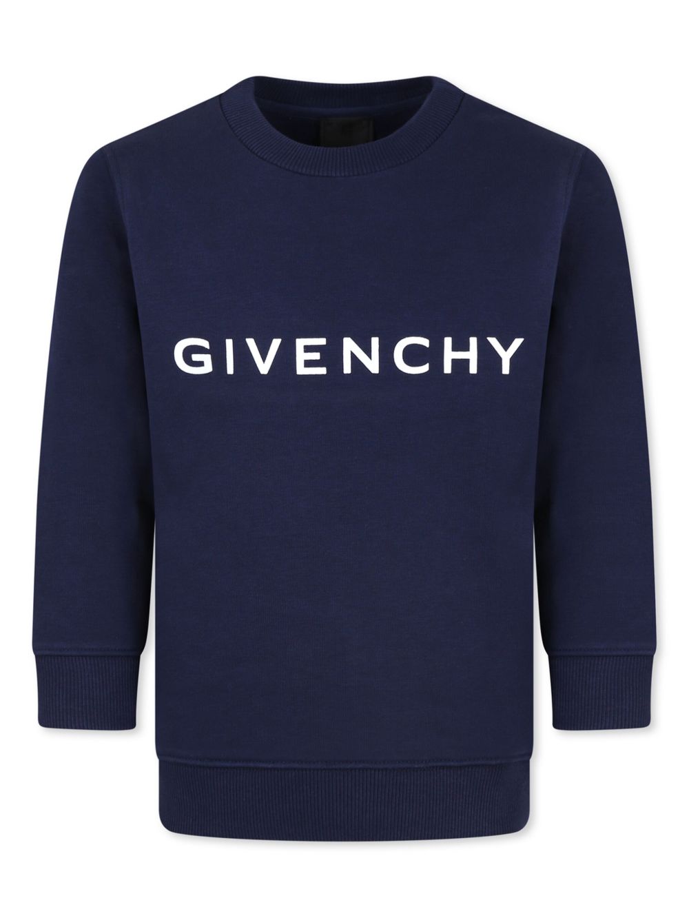Givenchy Kids logo印花平纹针织卫衣 - 蓝色