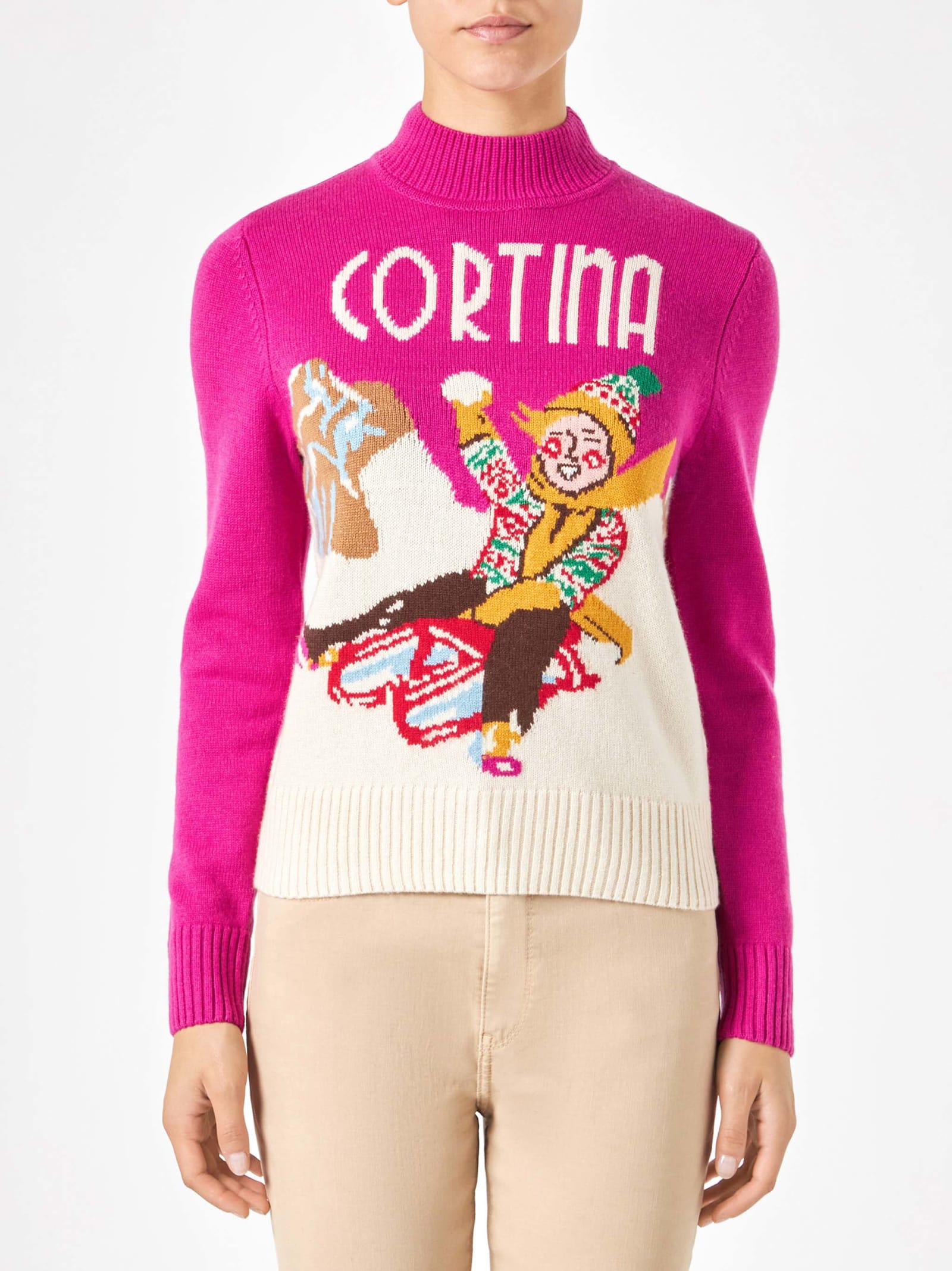 MC2 Saint Barth 女士Cortina明信片图案圆领毛衣