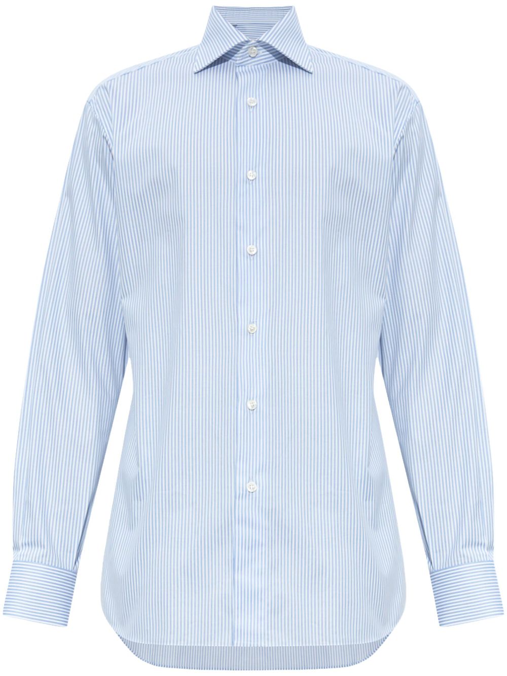 Brioni 经典领细条纹衬衬衫 - 蓝色