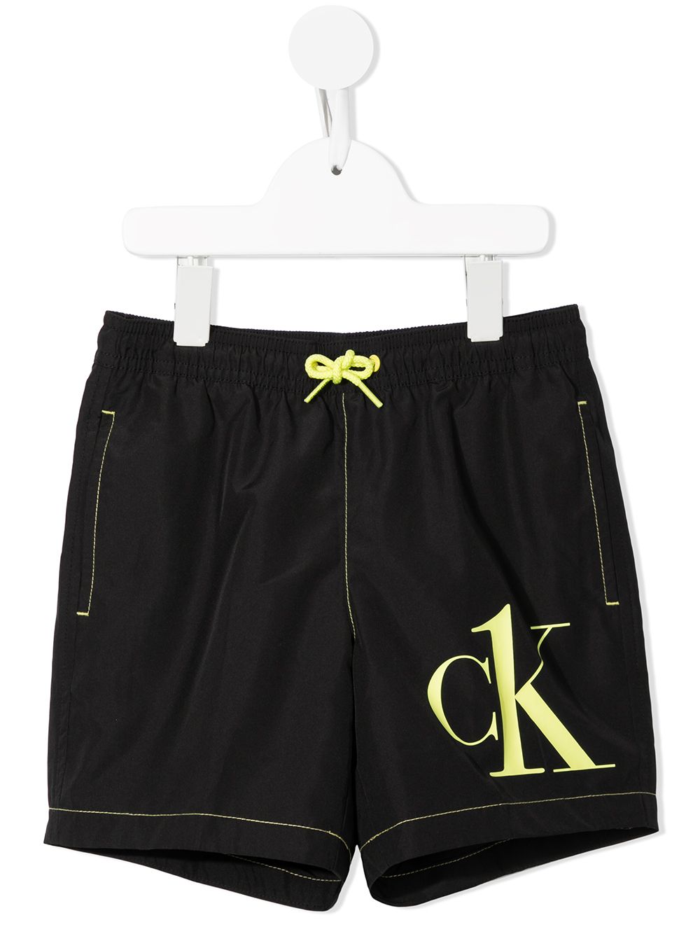 Calvin Klein Kids logo印花泳裤 - 黑色