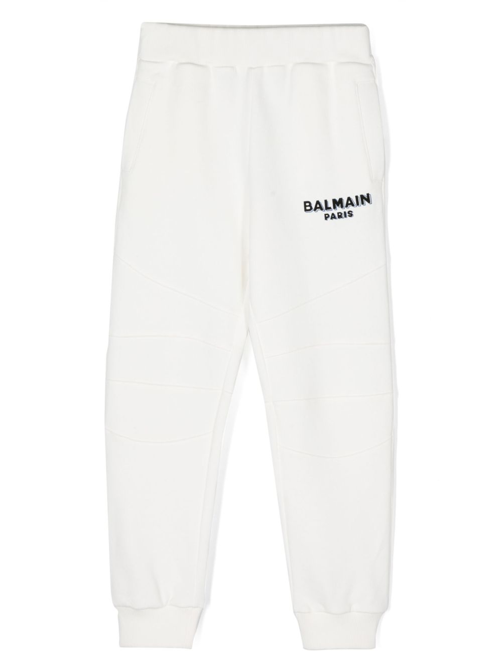 Balmain Kids logo印花棉运动裤 - 白色