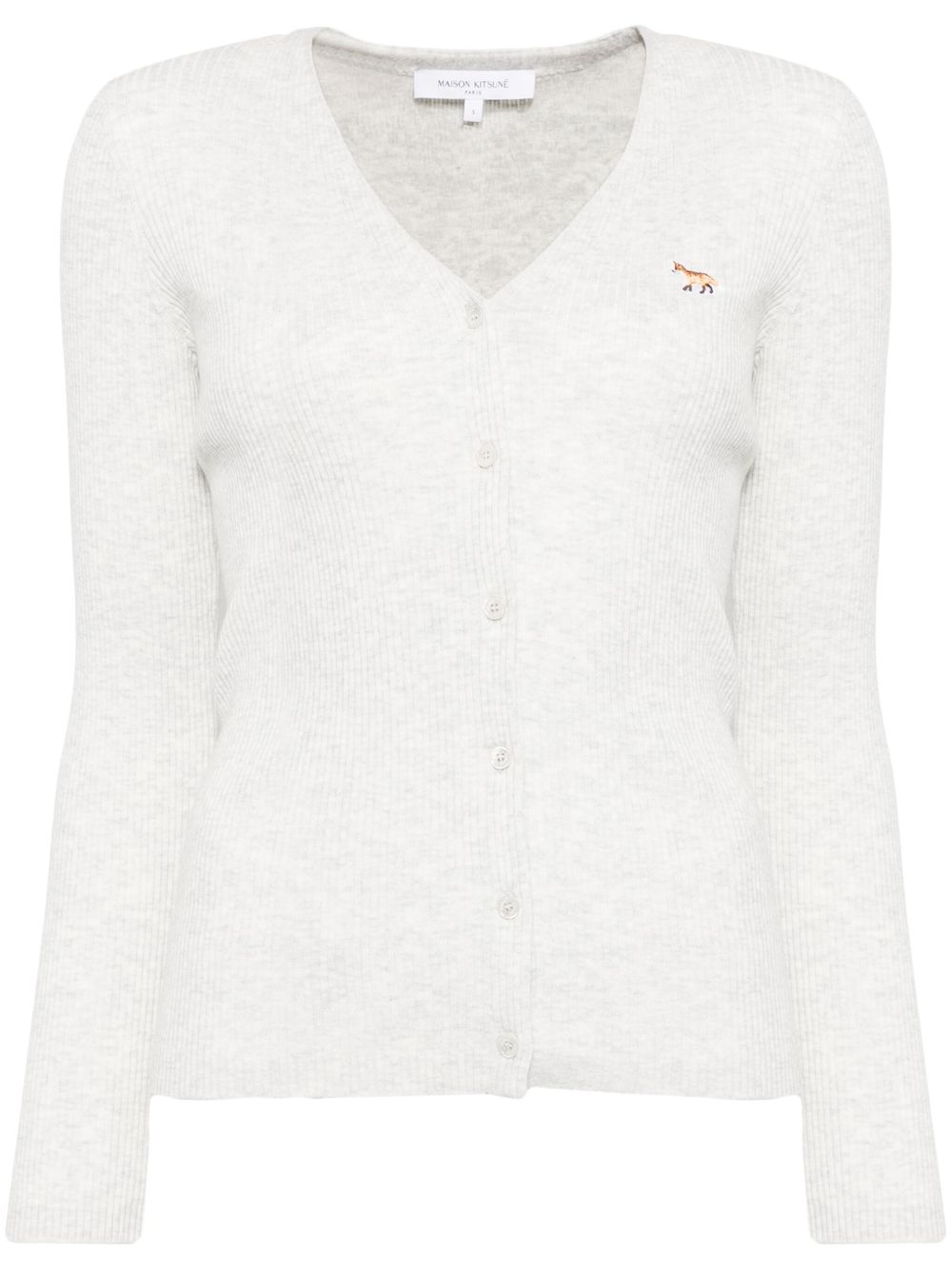 Maison Kitsuné Baby Fox Patch Fine Ribbed 开衫 - 灰色