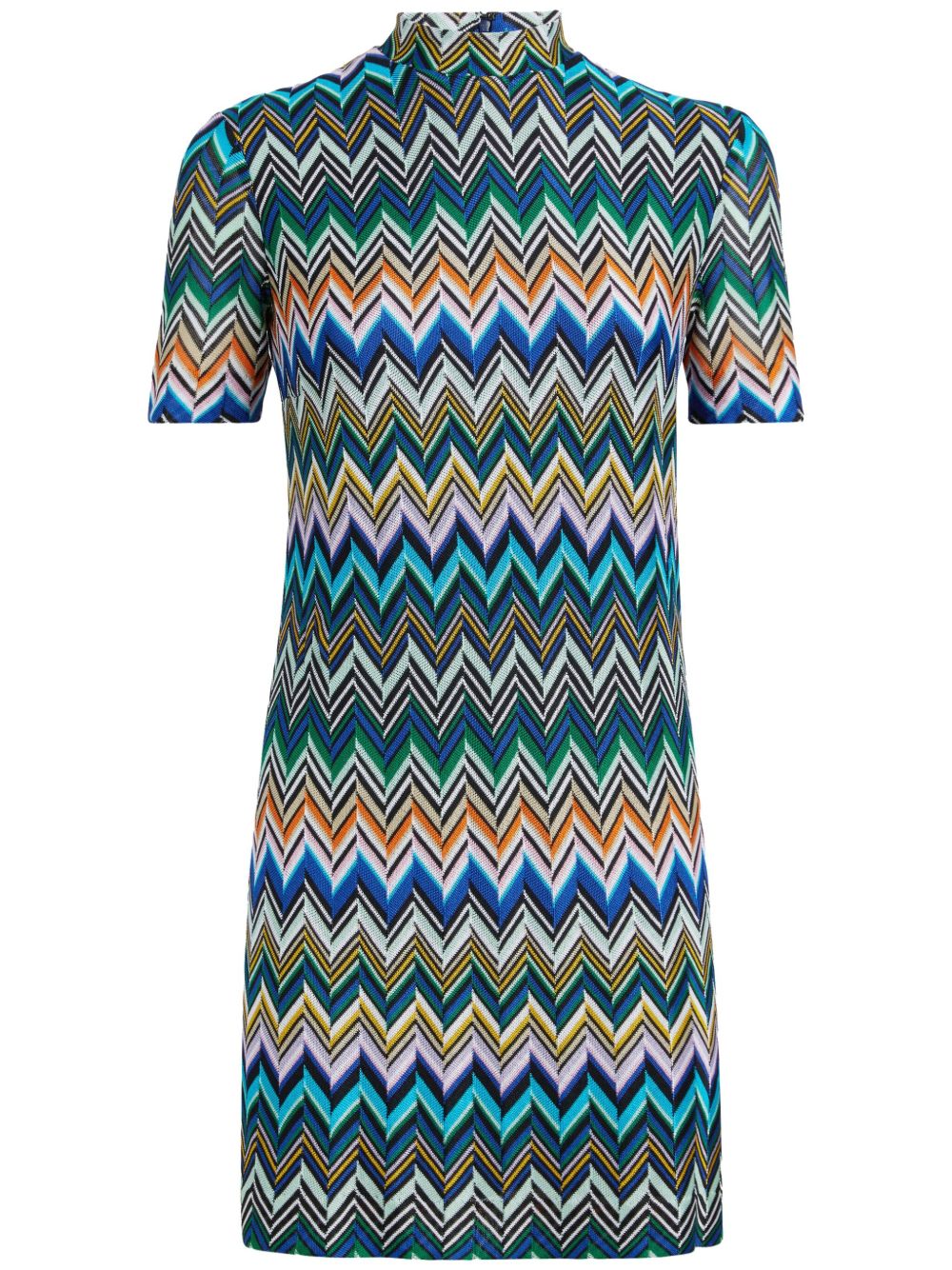Missoni Z字形图案迷你连衣裙 - 蓝色