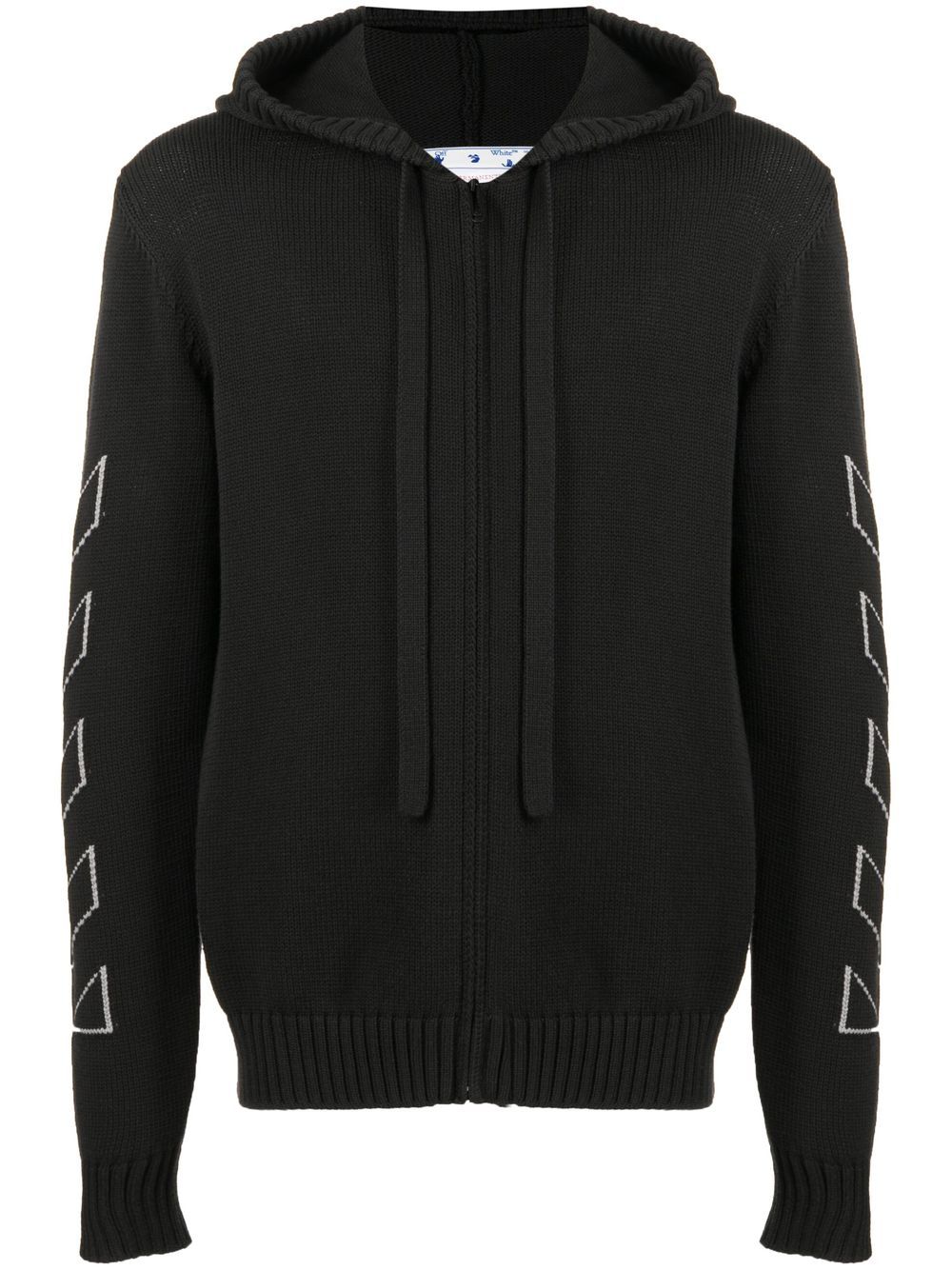 Off-White Diag Outline 针织拉链连帽衫 - 黑色