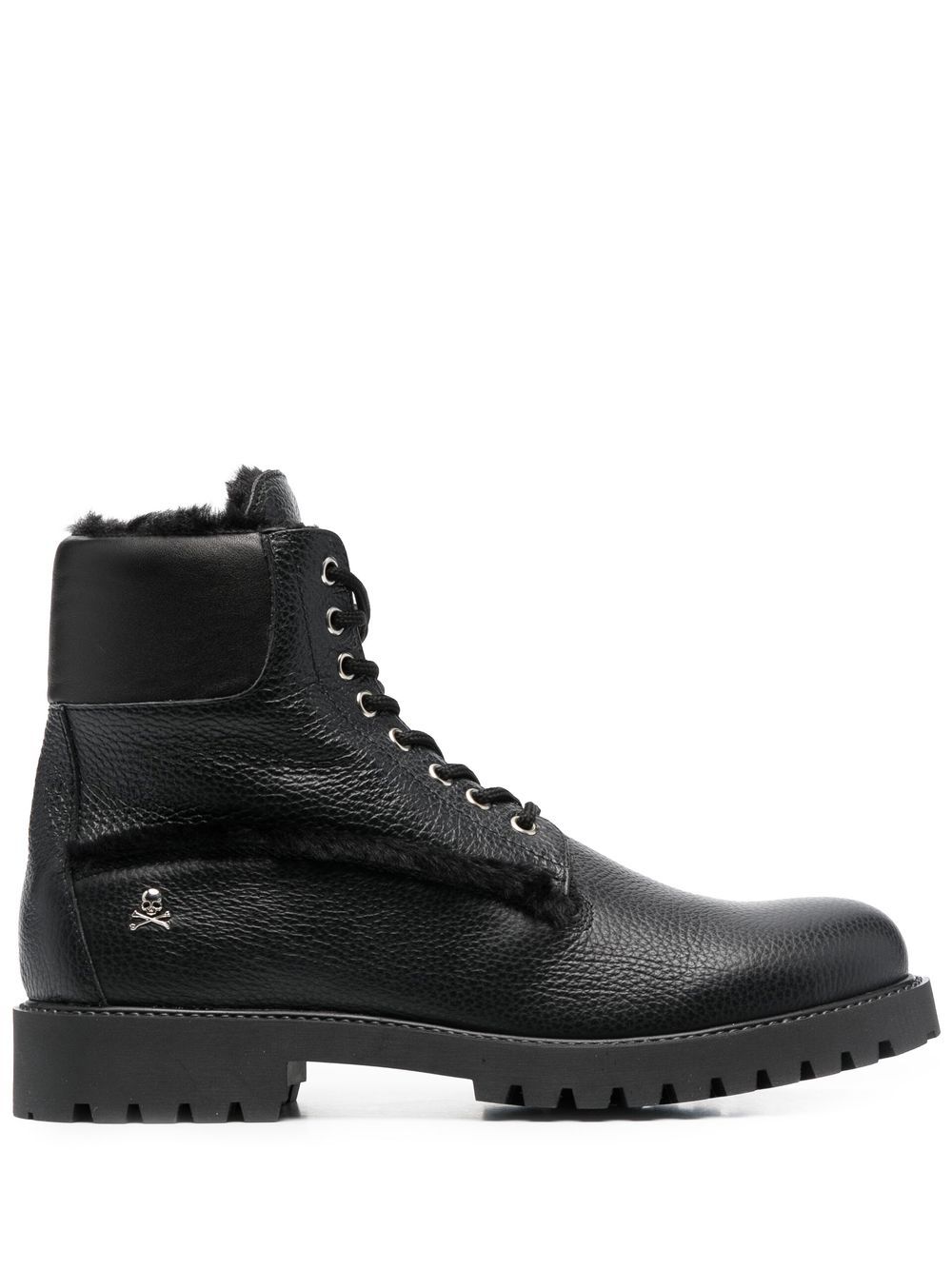 Philipp Plein The Hunter 皮毛一体衬里皮质短靴 - 黑色