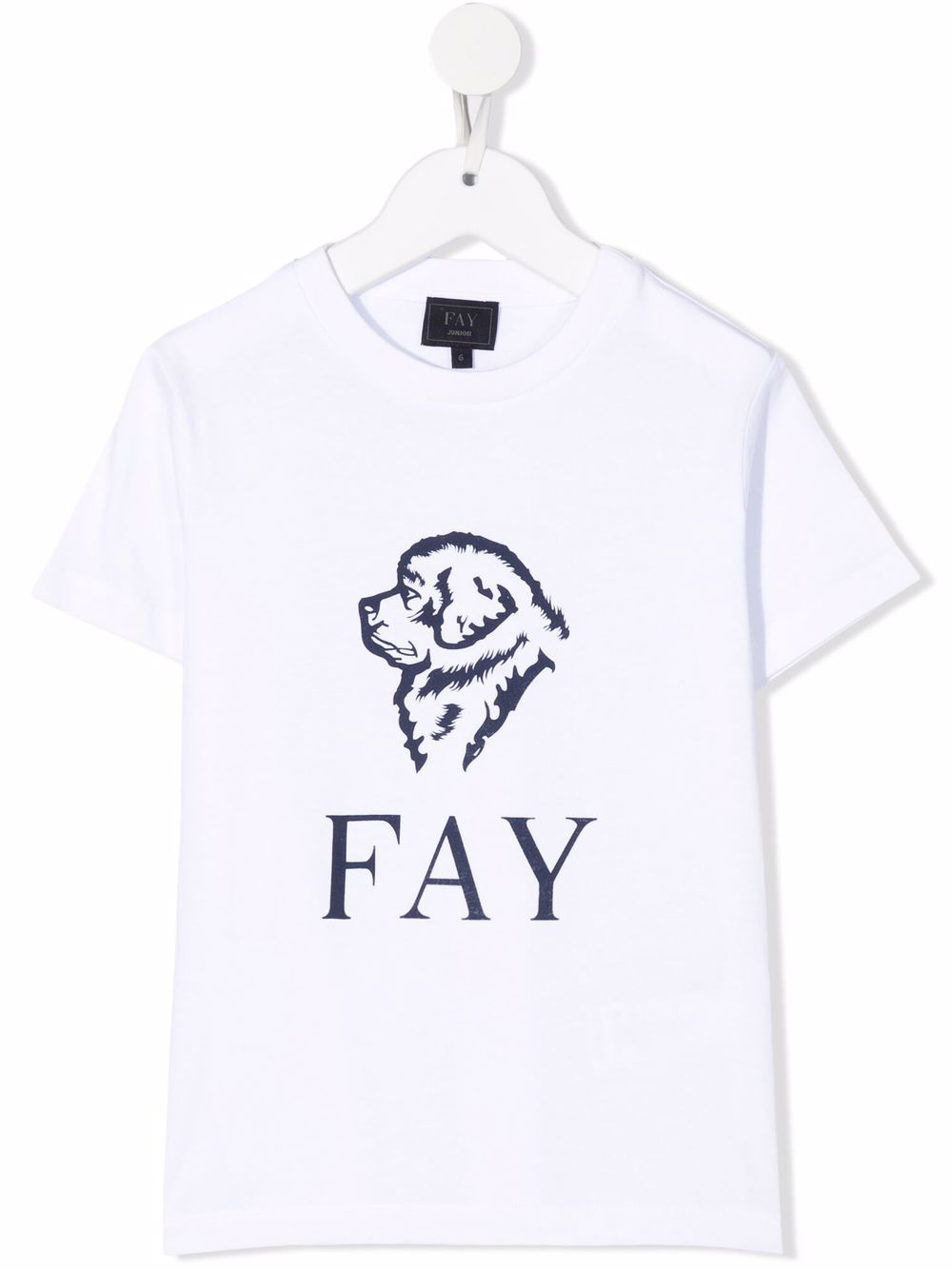 Fay Kids 棉小狗logo印花T恤 - 白色