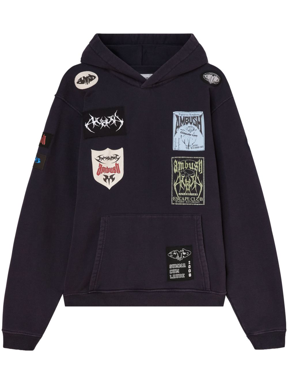 AMBUSH logo拼贴棉连帽衫 - 蓝色