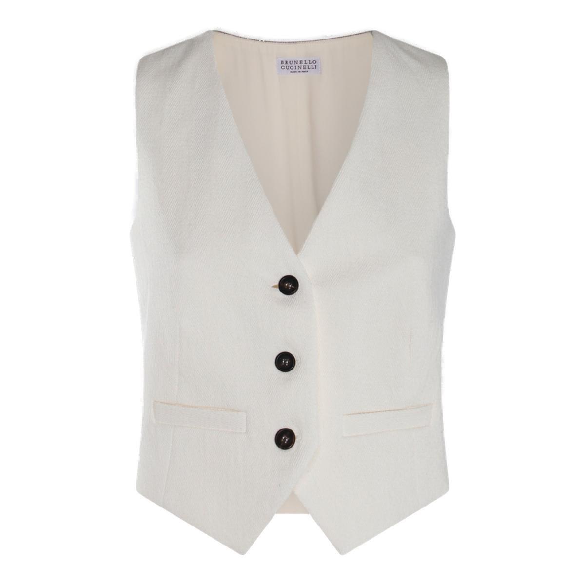 Brunello Cucinelli 人字纹V领系扣马甲