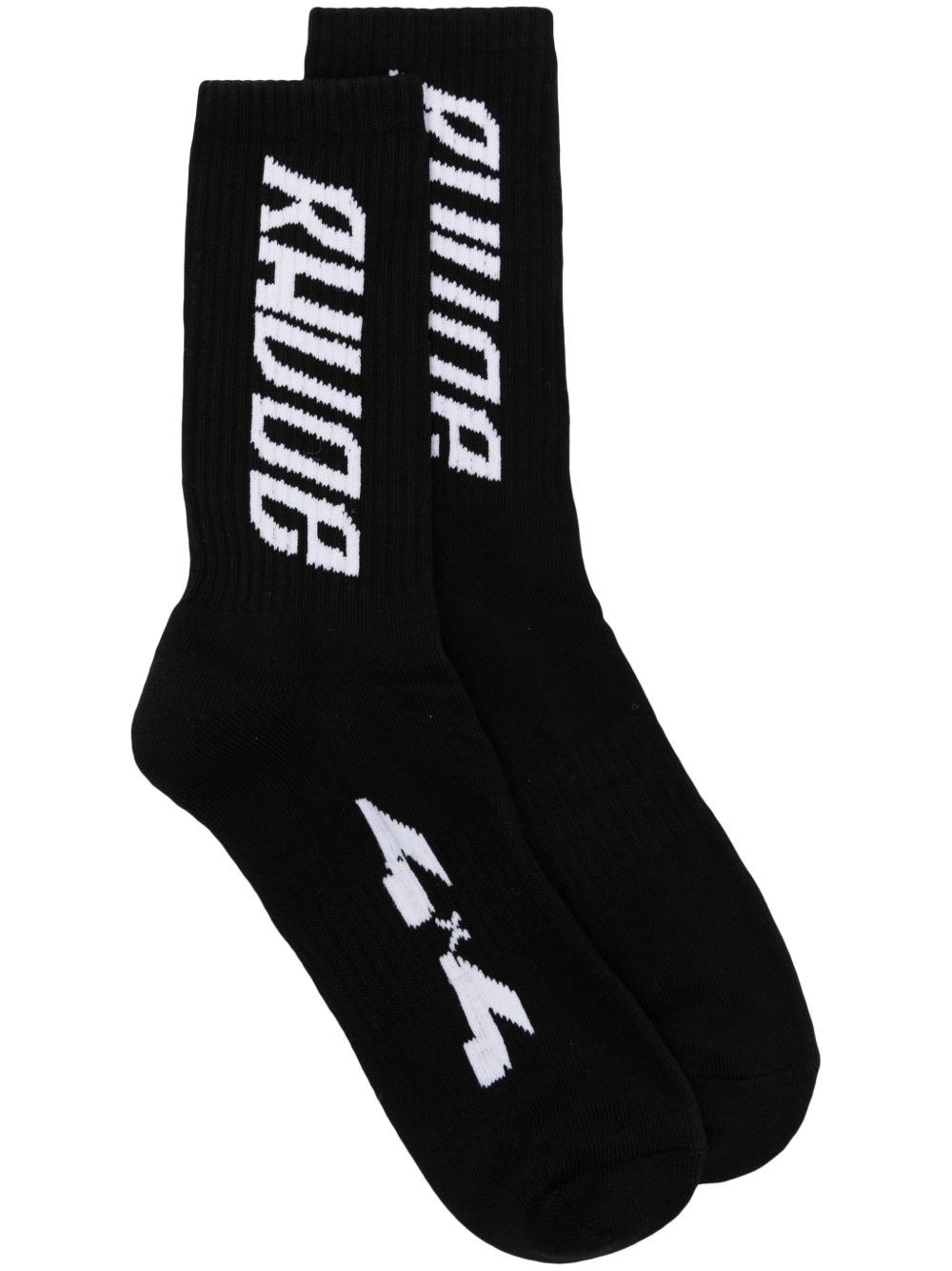 RHUDE logo提花及踝针织袜 - 黑色