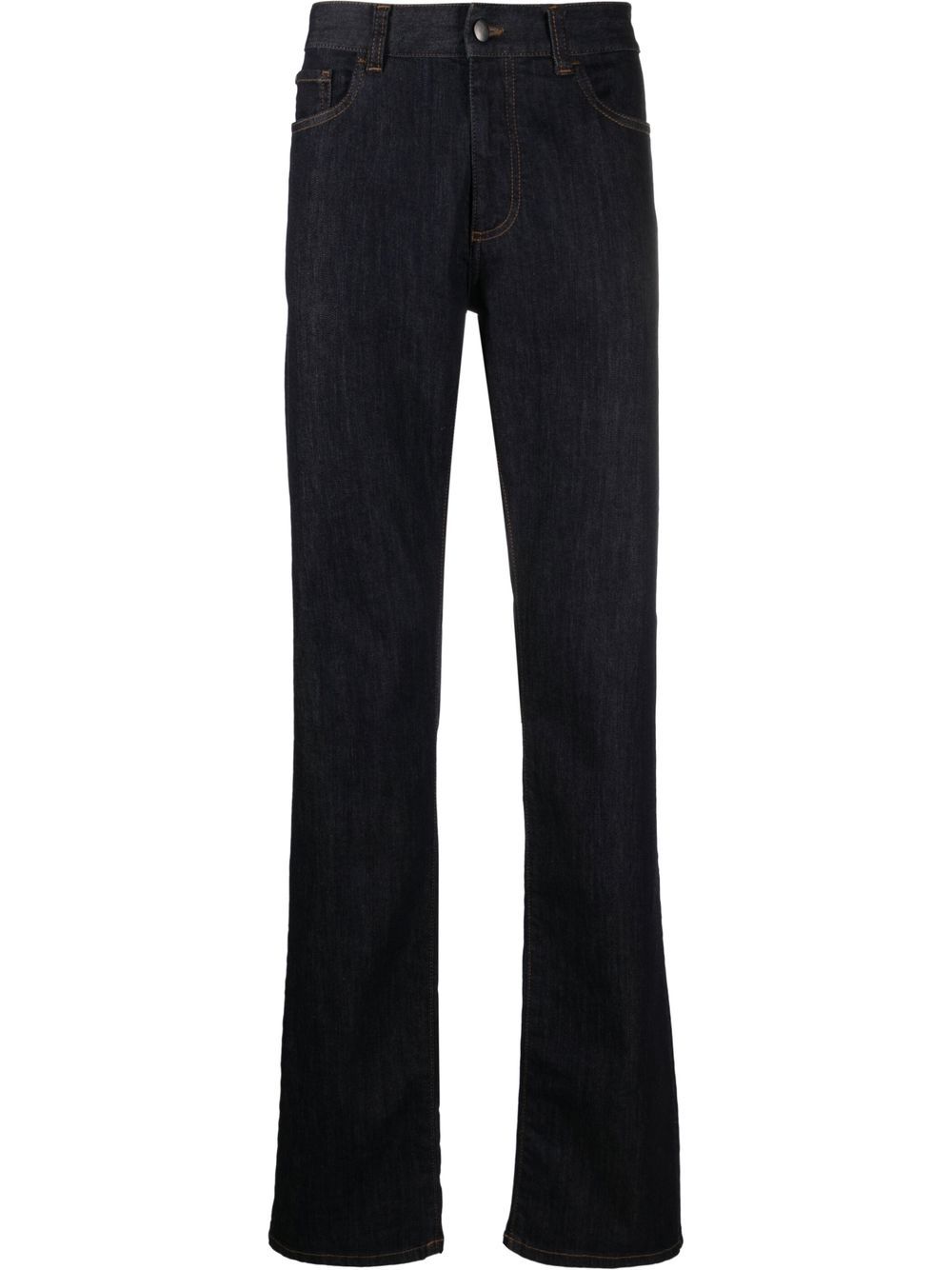 Canali 中腰直筒牛仔裤 - 蓝色