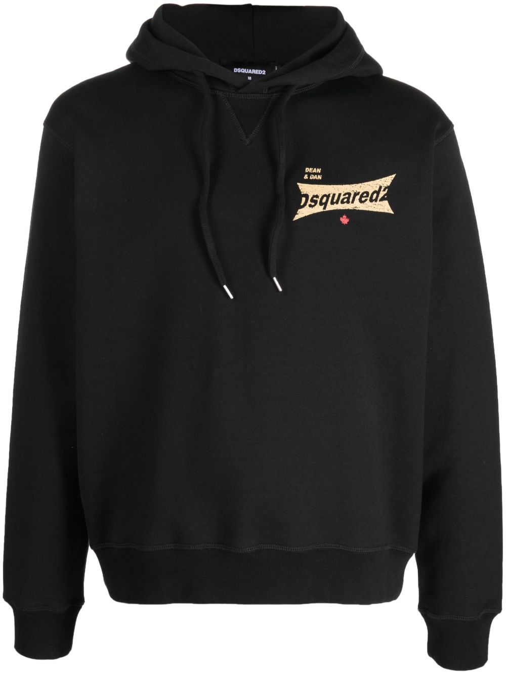 DSQUARED2 logo印花棉连帽衫 - 黑色