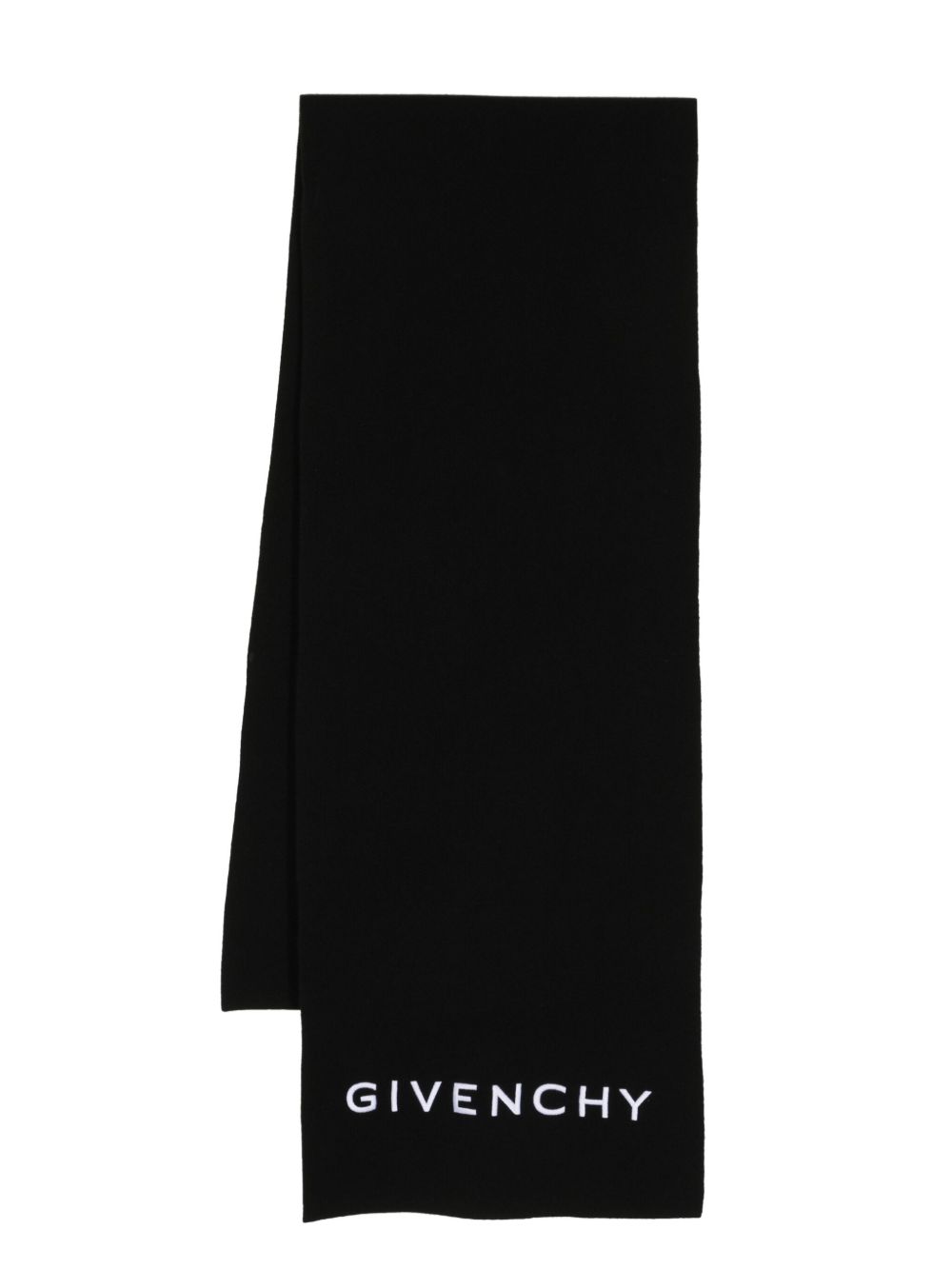 Givenchy logo刺绣针织围巾 - 黑色