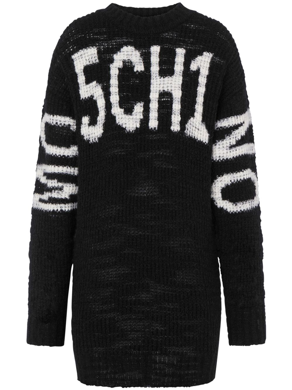 MOSCHINO JEANS logo字母针织连衣裙 - 黑色