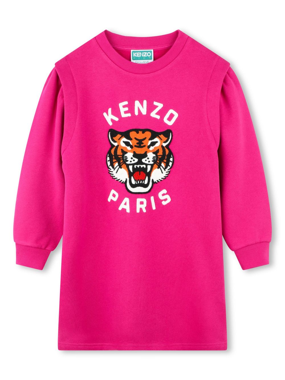Kenzo Kids Tiger 贴花卫衣式连衣裙 - 粉色