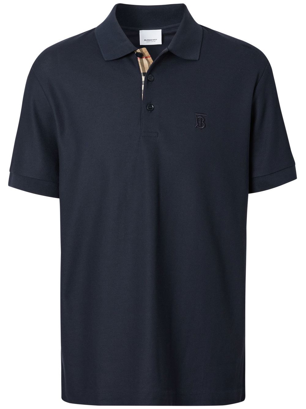 Burberry logo刺绣polo衫 - 蓝色