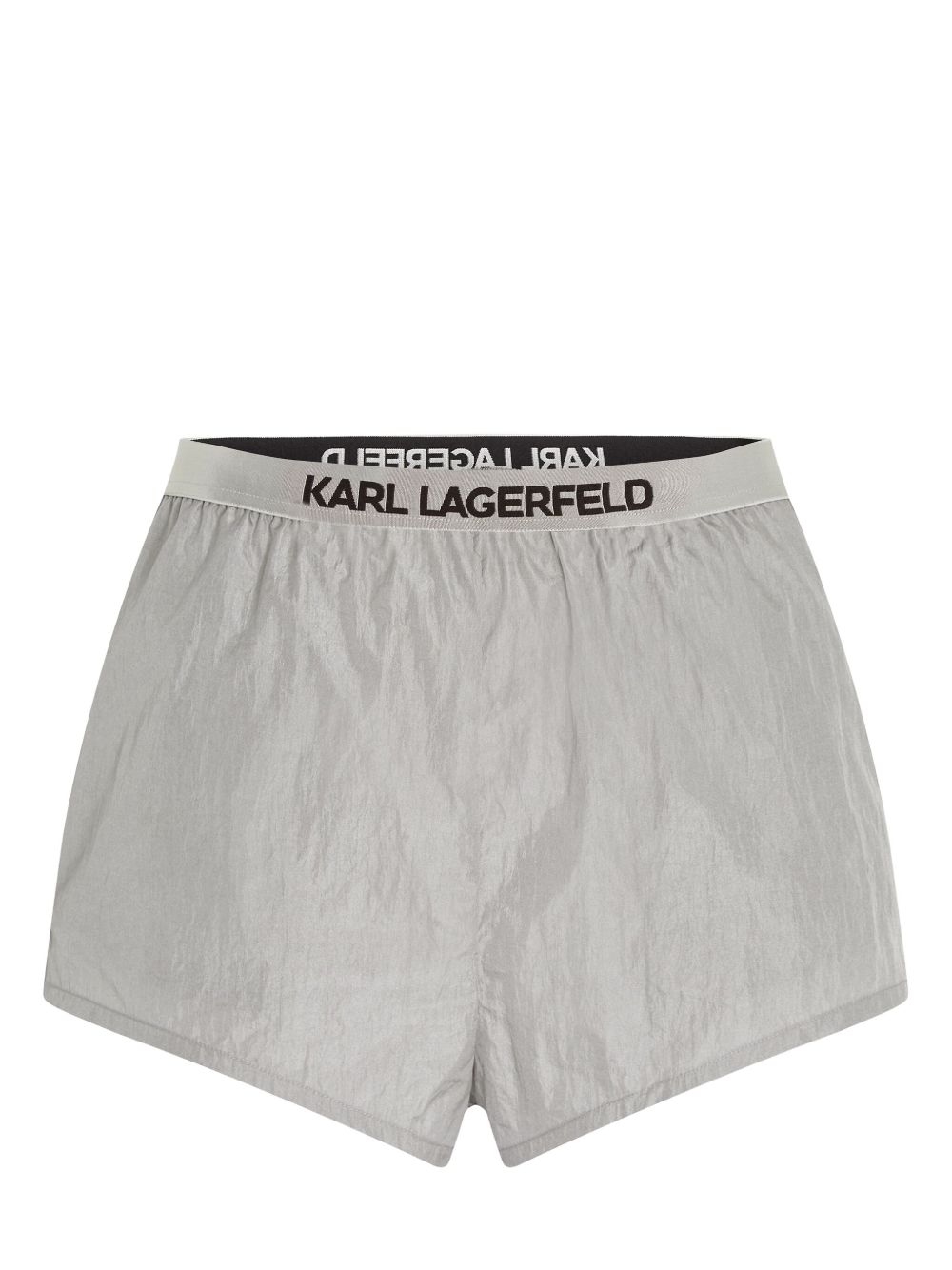 Karl Lagerfeld logo腰边沙滩短裤 - 灰色