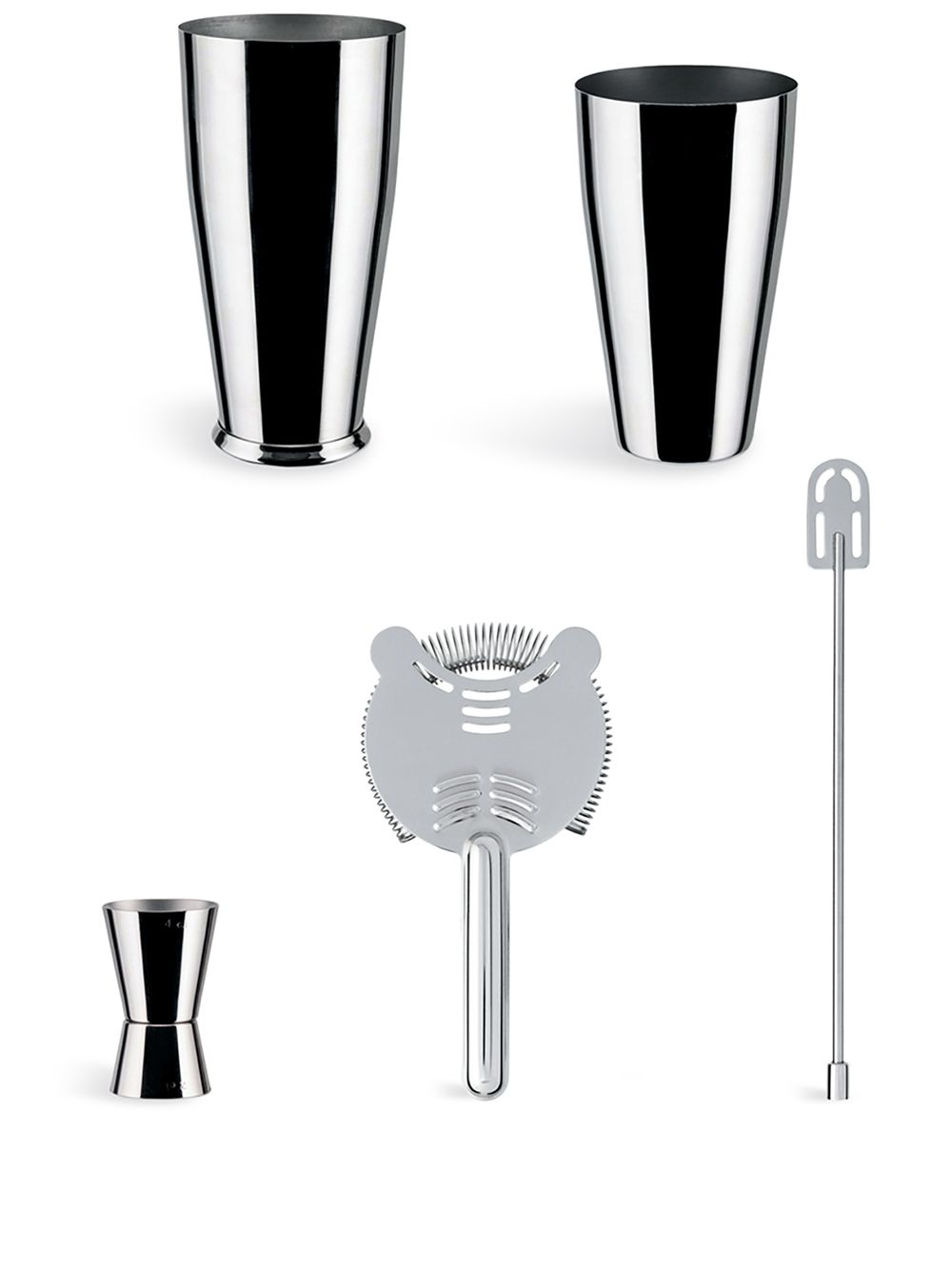 Alessi Boston 鸡尾酒雪克杯礼品四件式套装 - 银色