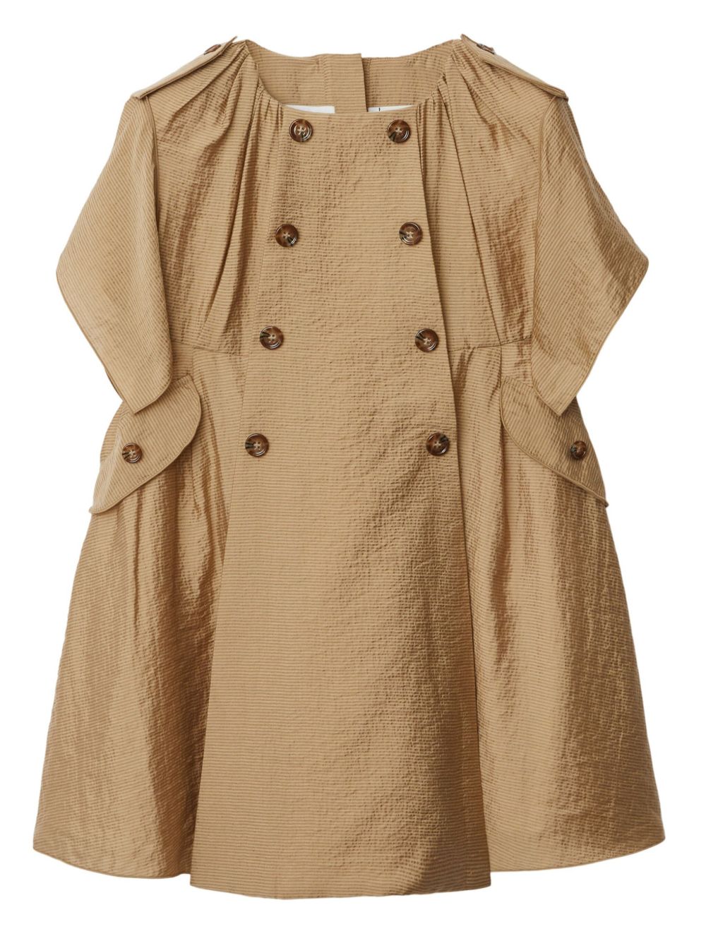 Burberry Kids 双排扣棉连衣裙 - 中性色