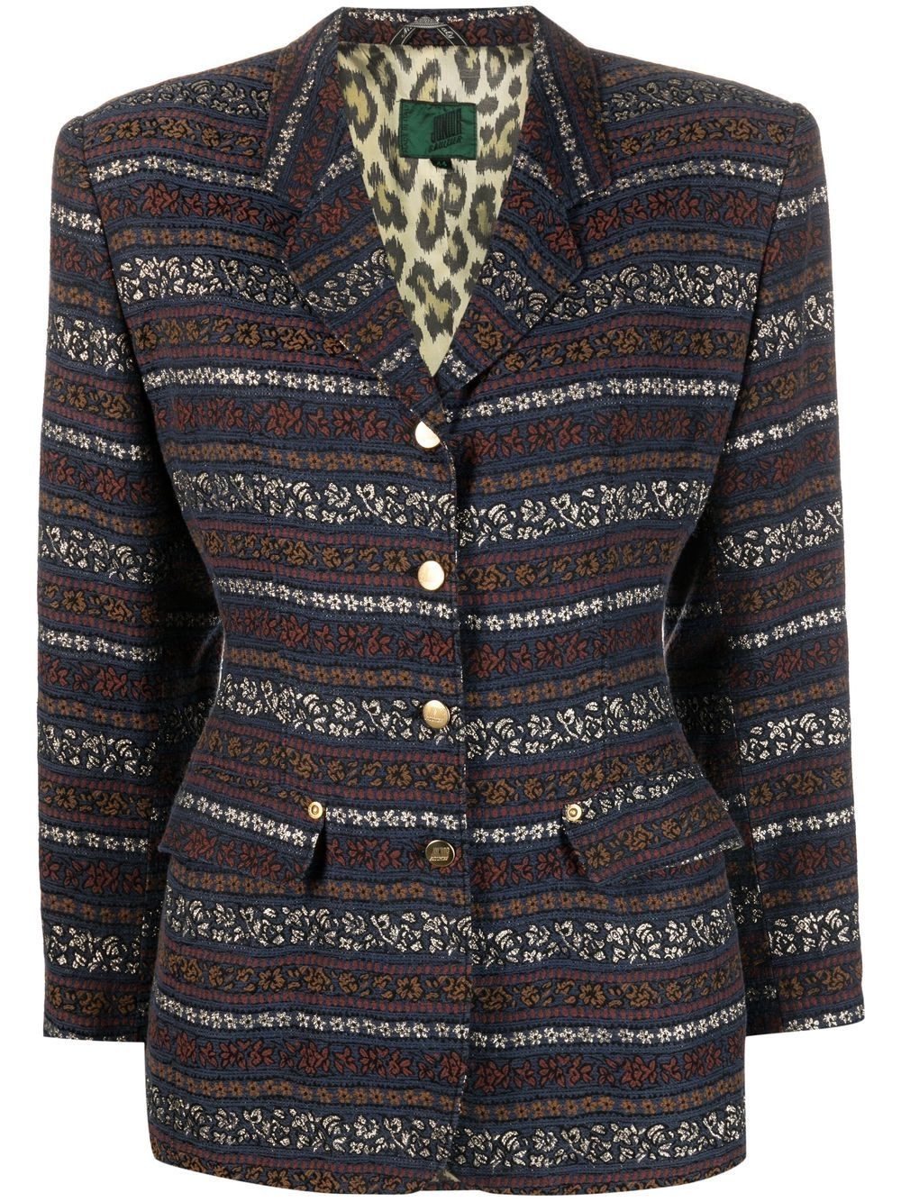 Jean Paul Gaultier Pre-Owned 图案提花西装夹克（1990年代典藏款 ） - 蓝色