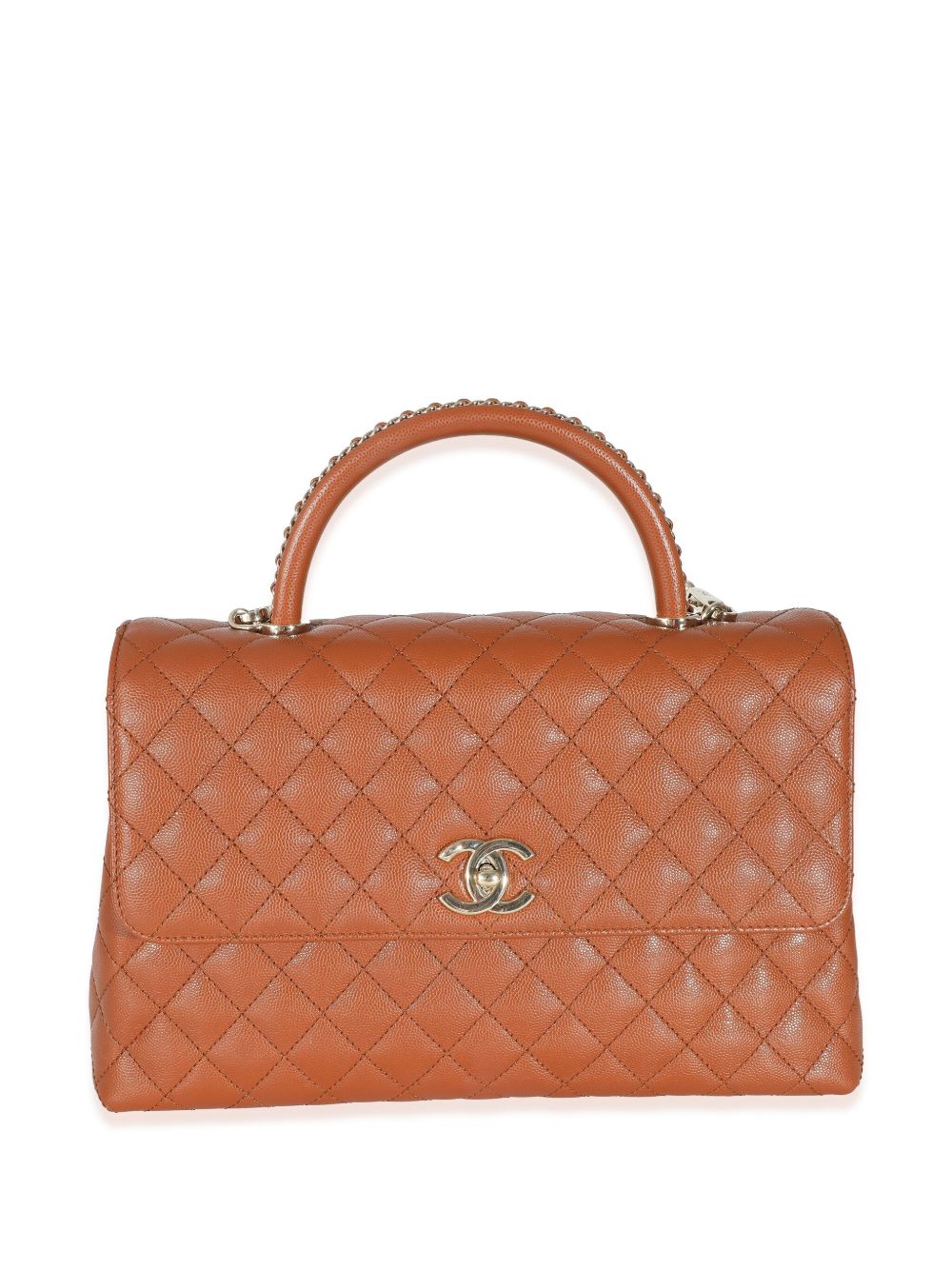 CHANEL Pre-Owned CC 旋扣大号手提包（2022年典藏款） - 褐色