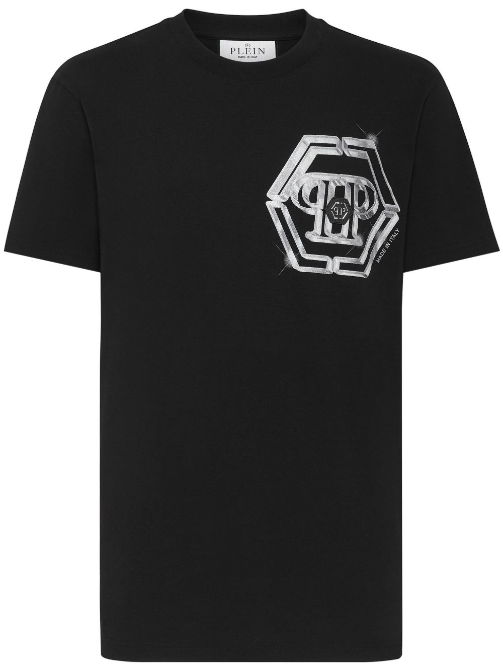 Philipp Plein logo印花棉T恤 - 黑色
