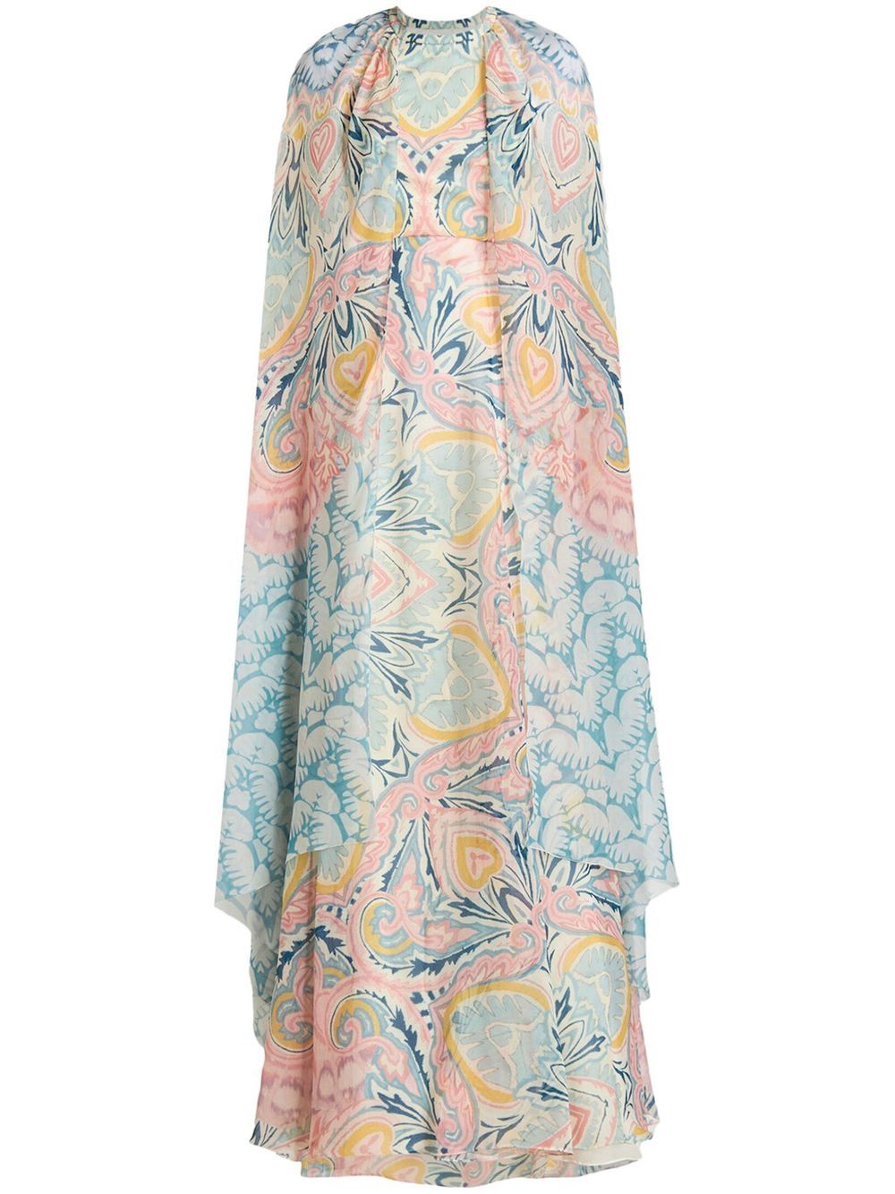 ETRO 佩斯理印花超长连衣裙 - 蓝色