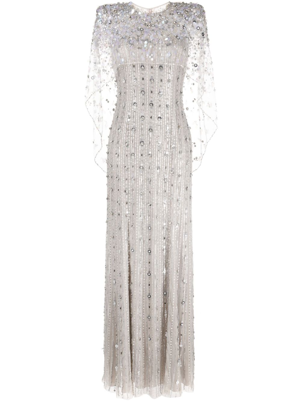 Jenny Packham Nettie 薄纱礼服 - 灰色