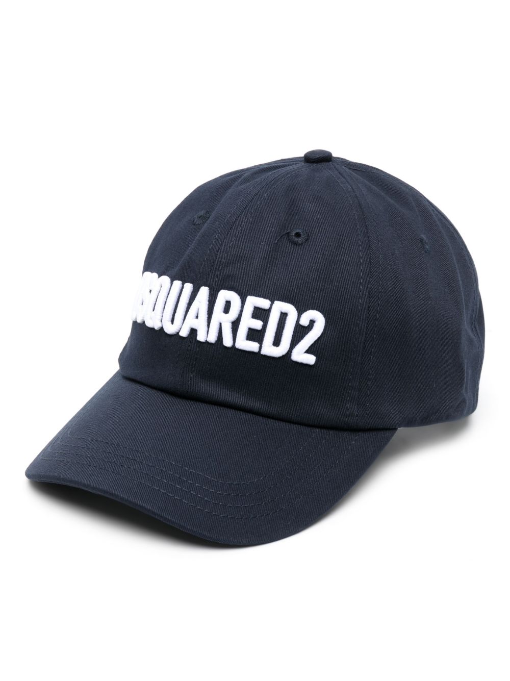 DSQUARED2 logo刺绣棉棒球帽 - 蓝色
