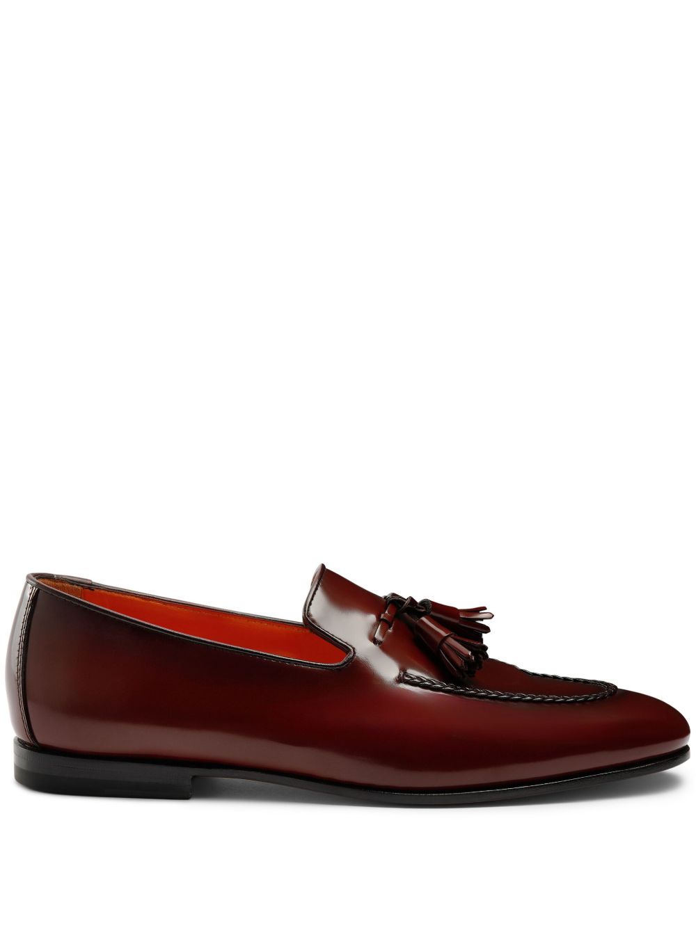 Santoni 流苏吊饰皮质乐福鞋 - 红色