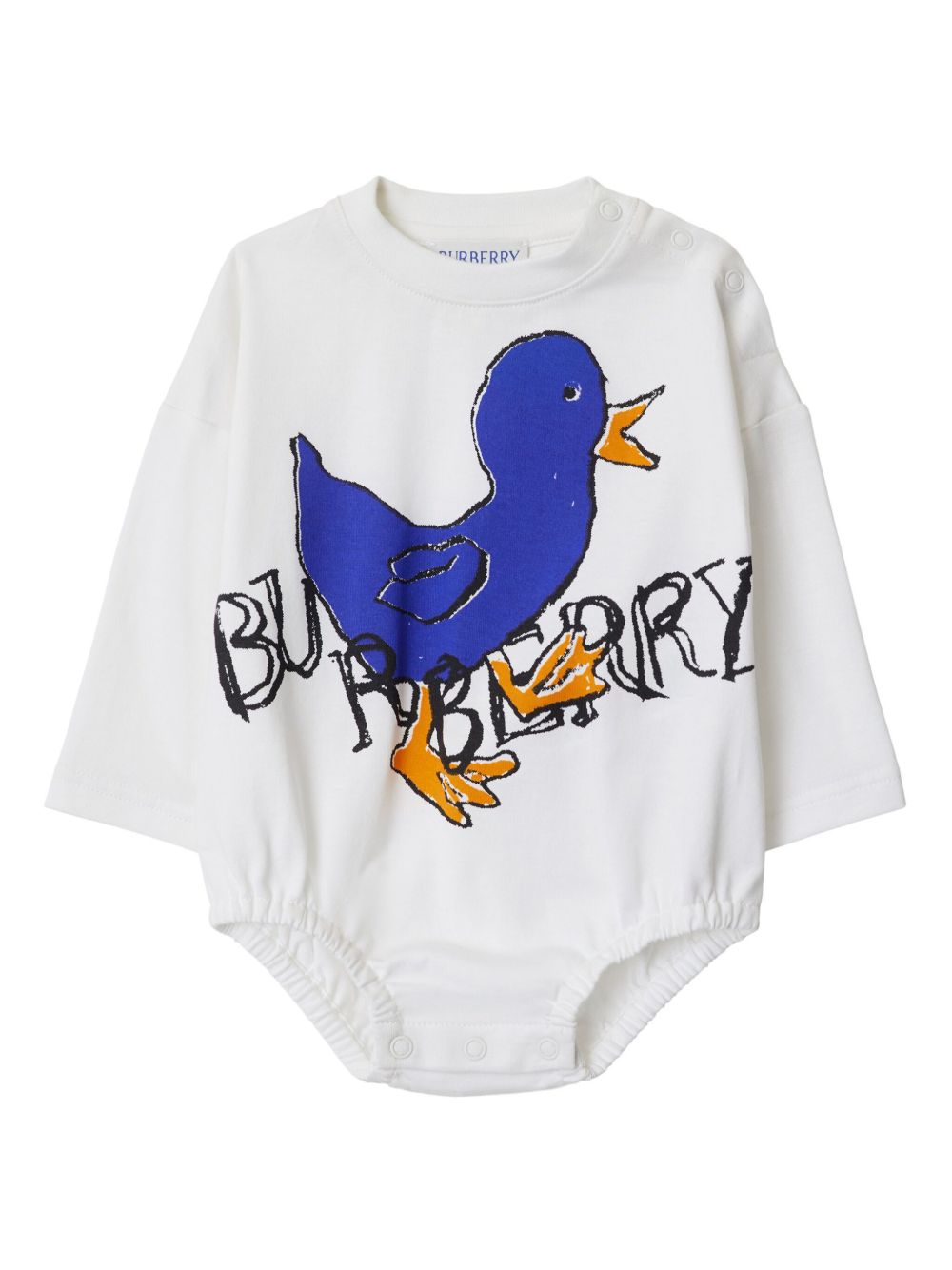 Burberry Kids 小鸭图案棉连体紧身衣 - 白色