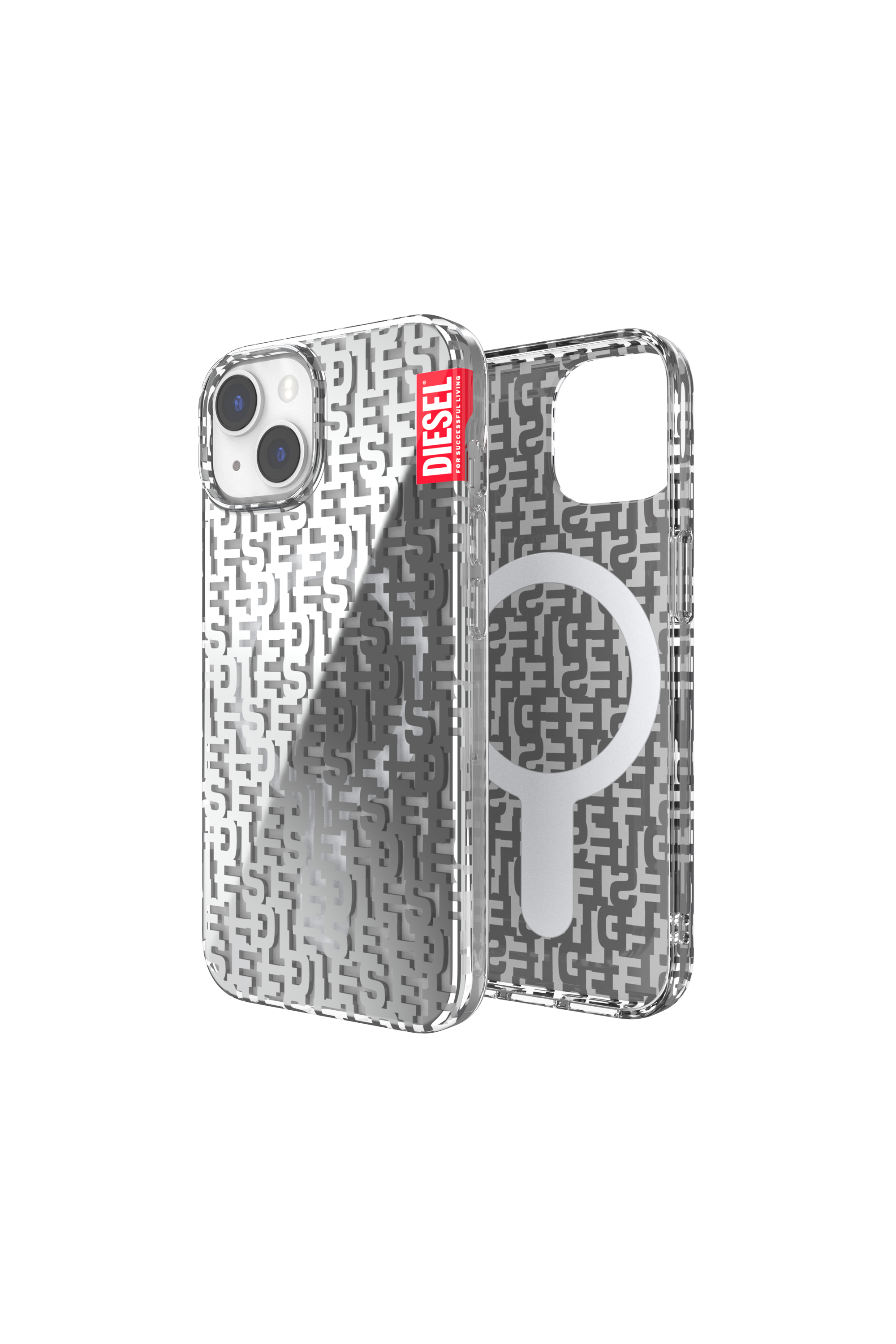 Diesel - Clear case monogram Magsafe for i Phone 14 - Cases - Unisex - Grey