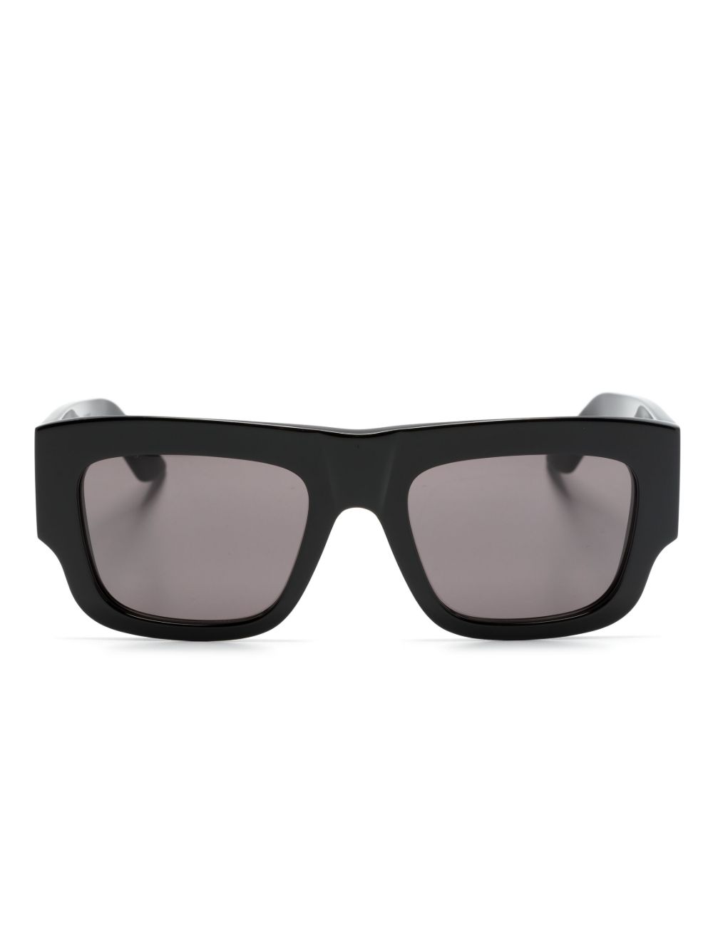Alexander McQueen Eyewear logo印花方框太阳眼镜 - 黑色