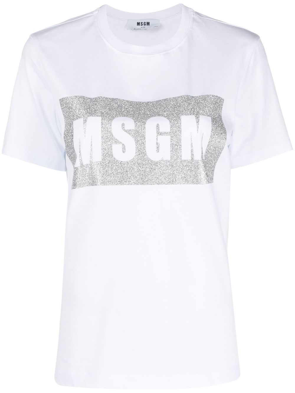 MSGM logo印花亮片金葱T恤 - 白色