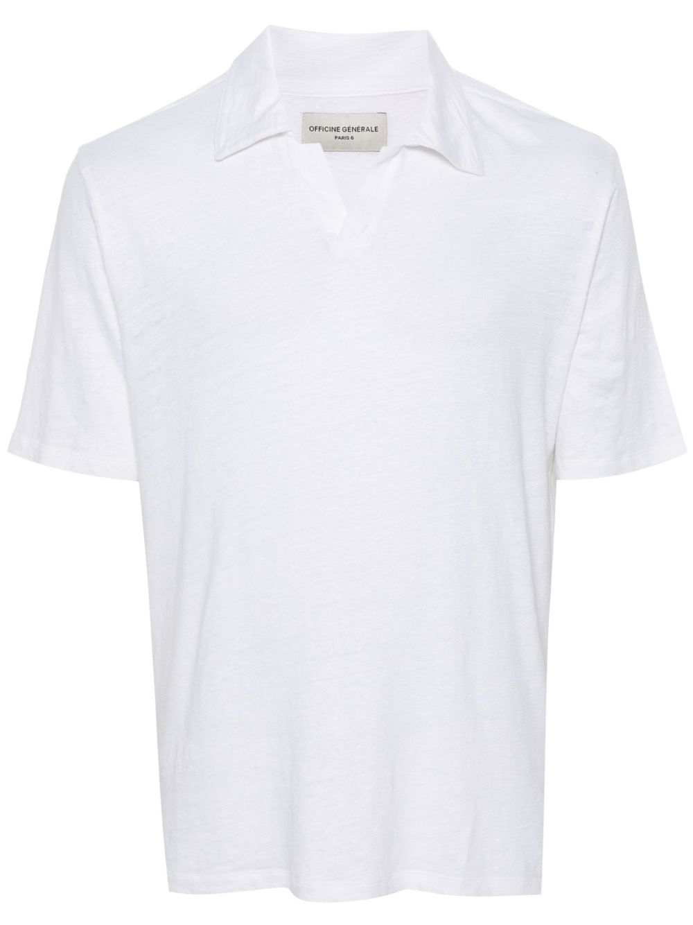 Officine Generale 竹节亚麻polo衫 - 白色