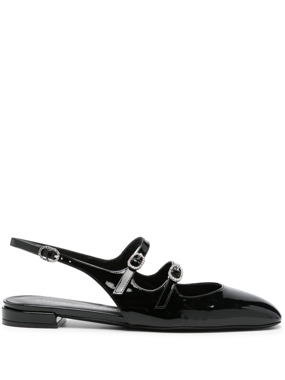 Stuart Weitzman Claris 裹踝芭蕾平底鞋 - 黑色