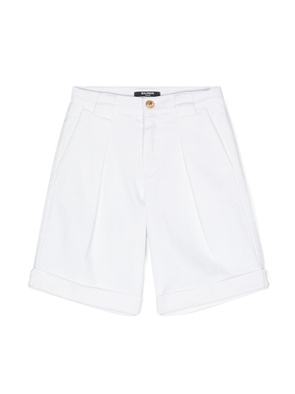 Balmain Kids 褶饰斜纹布西装短裤 - 白色